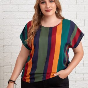 Blusa Listras Coloridas Plus Size