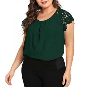 Blusa Manga Rendada Plus Size