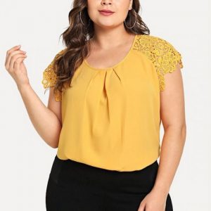 Blusa Manga Rendada Plus Size