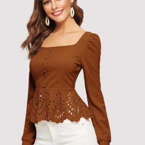 Blusa Peplum Detalhes Vazados